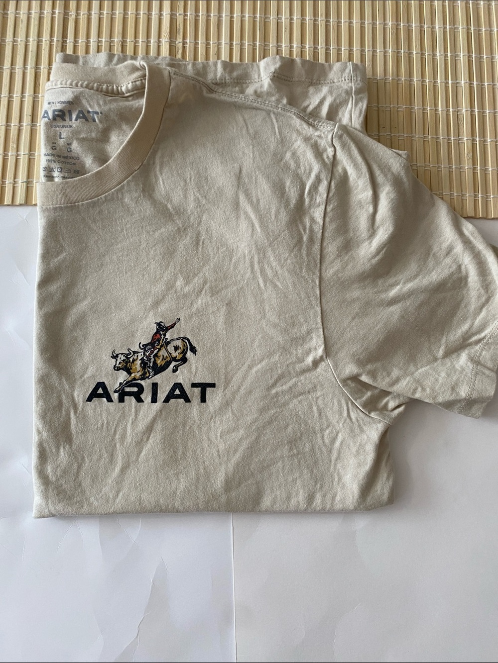 Ariat Sand Short-Sleeve Logo Tee with Rodeo Graphic
